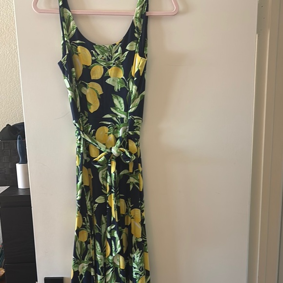 Lemon Print Sleeveless Midi Dress - Picture 1 of 8